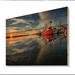 Breakwater Bay Sunset River Dramatic Sky - Nautical & Coastal Wall Art Panels - Natural Pine in Blue/Brown/Red | 12 H x 20 W x 1 D in | Wayfair