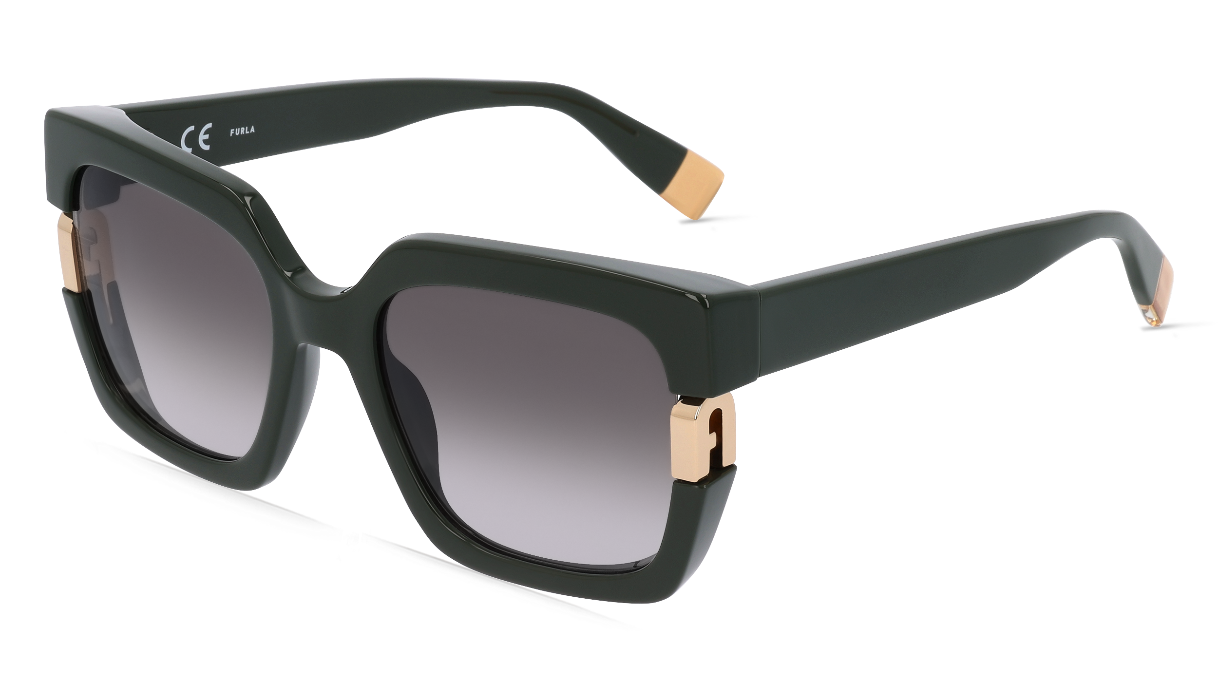 Furla FULSFU624 Damen-Sonnenbrille Vollrand Butterfly Kunststoff-Gestell, Grün