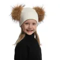 Bonnets à double pompon pour enfants bonnet décontracté casquette chaude blanc et noir colonne