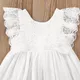 Robe d'été blanche en dentelle pour petites filles tenue de princesse à volants et nœud vêtements