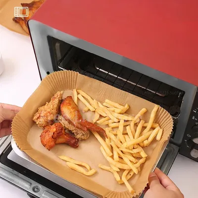 Revêtement de papier jetable pour friteuse à Air rectangulaire Double poêle papier de cuisson
