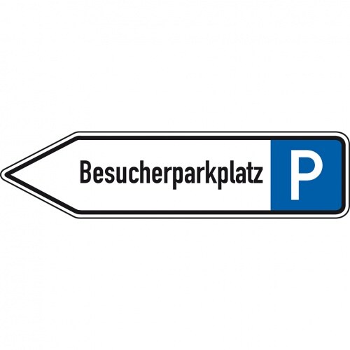 Schild I Wegweiser Besucherparkplatz, linksweisend, Aluminium RA0, reflektierend, 1400x350mm, DIN 67520 Image