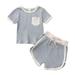Fesfesfes Toddler Baby Summer Round Neck Short Sleeve T-shirt Casual Shorts Clothes Set