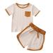 Fesfesfes Toddler Baby Summer Round Neck Short Sleeve T-shirt Casual Shorts Clothes Set