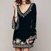 Free People Dresses | Free People Embroidered Bell Sleeve Black Dress, Size Xs, Nwt | Color: Black/Cream | Size: Various