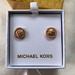 Michael Kors Jewelry | Michael Kors Rose Gold Plated Over Stainless Round Logo Stud Earrings Nwt & Box | Color: Gold/Pink | Size: Os