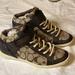 Coach Shoes | Coach Womens Brown Zoey Hightop Sneakers Sz.6m | Color: Brown/Tan | Size: 6