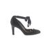 J.Crew Heels: Slip-on Chunky Heel Cocktail Party Black Print Shoes - Women's Size 8 1/2 - Almond Toe