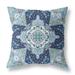 HomeRoots 418028 18 in. Floral Geo Indoor Outdoor Throw Pillow Indigo & Light Blue