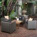 Noble House Puerta Outdoor 4 Pc Gray Club Chair Set w/Wood Coffee Table