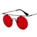 SHAUNA-Lunettes de soleil rondes sans monture pour hommes et femmes super légères verres miroir