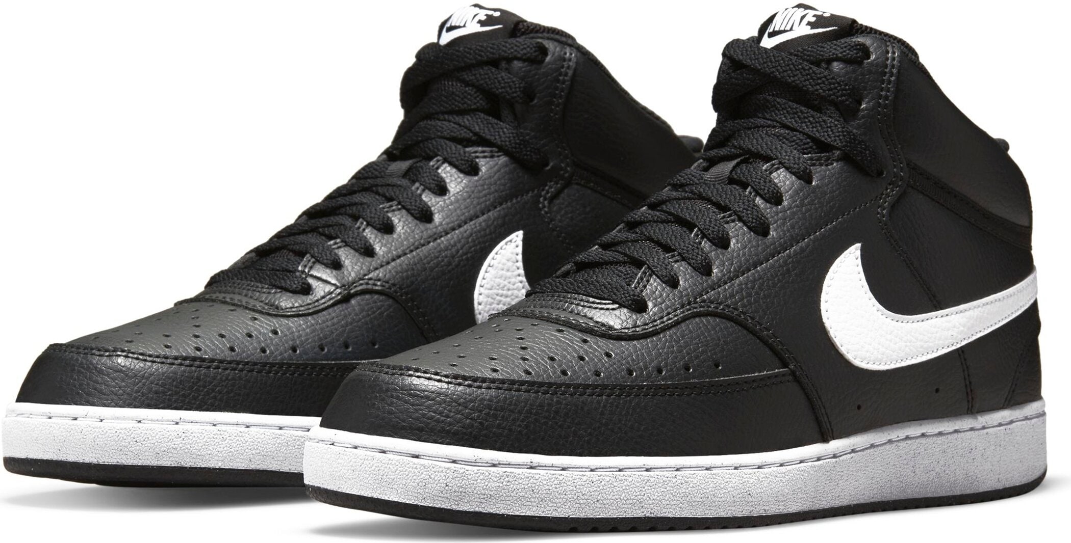 Sneaker NIKE SPORTSWEAR "COURT VISION MID NEXT NATURE", Herren, Gr. 41, schwarz-weiß (schwarz, weiß), Synthetik, Schuhe Sneaker, inspiriert vom Design des Nike Air Jordan