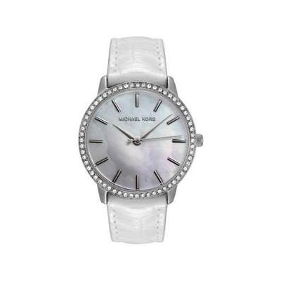 Michael Kors MK2168 White Swarovski Crystal White Embossed Leather Women's Watch