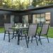 5 Piece Patio Dining Set - Glass Table, 4 Flex Stack Chairs
