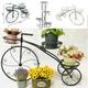 Durable Large Bicycle Plant Stand Flower Pot Cart Holder Home Fashion Decoration Metal Outdoor Indoor Pot Plant Stand Garden Decor Flower Rack Wrought Iron White Tricycle Bicycle Plant Stand