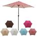 Outdoor 9ft Patio Umbrella Market Table Sun Umbrella with Push Button Tilt and Crank 9 ft Heavy Duty Sun Umbrella can UV Resistant for Sand Beach Red Striped [Umbrella Base is not Included]