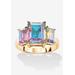 Women's Gold-Plated Emerald Cut And Aurora Borealis Cubic Zirconia Ring Jewelry by PalmBeach Jewelry in Cubic Zirconia (Size 8)