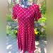 Lularoe Dresses | Lularoe Amelia Dress Size Large L Dark Pink Aqua Teal | Color: Blue/Pink | Size: L
