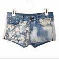 American Eagle Outfitters Shorts | American Eagle Bleach Lace Shortie Jean Shorts | Color: Red | Size: 2