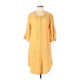 Mod-O-Doc Casual Dress - Shift Crew Neck 3/4 sleeves: Yellow Print Dresses - Women's Size X-Small