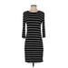 12pm by Mon Ami Casual Dress - Bodycon: Black Stripes Dresses - Women's Size Small