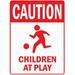 Safety Sign 12x16 Danger Sign Caution Children at Play Red Warning Caution Tin Signs Metal Road Yard Decor