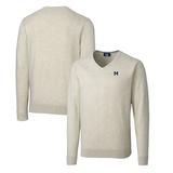 Men's Cutter & Buck Oatmeal Michigan Wolverines Lakemont Tri-Blend V-Neck Pullover Sweater