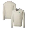 Men's Cutter & Buck Oatmeal Tulane Green Wave Lakemont Tri-Blend V-Neck Pullover Sweater