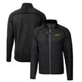 Men's Cutter & Buck Heather Charcoal George Mason Patriots Mainsail Sweater-Knit Full-Zip Jacket