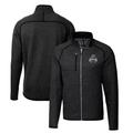 Men's Cutter & Buck Heather Charcoal Utah State Aggies Mainsail Sweater-Knit Full-Zip Jacket