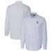 Men's Cutter & Buck Powder Blue Kansas Jayhawks Vault Stretch Oxford Stripe Long Sleeve Button-Down Shirt