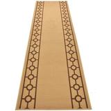 Custom Size Rug Runner Skid Resistant Backing Bordered Rug Runner Chain Border Beige Color Cut to Size Roll Runner Rugs By Feet Customize in USA Facility