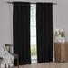 (Set of 2) Soho Faux Silk Rod Pocket Waterfall Window Curtain Panels- Black - 42 x 63 Panel