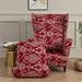 Topchances Wingback Chair Cover 2-Piece Stretch Printed Wingback Armchair Sofa Slipcover Removable Washable Chair Cover with Elastic Bottom for Living Room Wingback Chair Burgundy