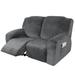 TOPCHANCES Stretch Recliner Slipcover 6 Pieces Loveseat Cover Non-slip 2-Seater Sofa Cover with Pocket Dark Grey