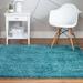 Rugs.Com Soft Solid Shag Collection Runner Rug â€“ 5 Ft Square Turquoise Shag Rug Perfect For Hallways Entryways