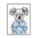 Stupell Industries Monochrome Koala Blue Aloha Shirt Hibiscus Botanicals Framed Wall Art 11 x 14 Design by Balazs Solti