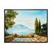 Designart Beautiful Mountains View By The Sea Side Nautical & Coastal Framed Canvas Wall Art Print