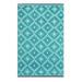 Indoor/Outdoor Rug - Reversible Modern Design Easy to Clean Durable Polyproplene Water-Resistant - Patio Backyard Deck Living Space - Trava Home Manava - Blue Geometric - 6 x9 Area Rug