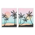 Stupell Industries Tropical Sunset Sunrise Palm Tree Beach Illustration 13 x 19 Design by Nina Blue