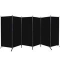 YASRKML Room Divider 6 Panel Folding Privacy Screen for Office Room Divider Screen Freestanding Partition Room Separators Fabric Panel 204 x71.3 Black