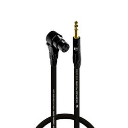 Right Angle XLR Female to 1/4 TRS Male - 0.5 Feet - Black - Pro 3-Pin Microphone Connector for Powered Speakers Audio Interface or Mixer for Live Performance & Recording