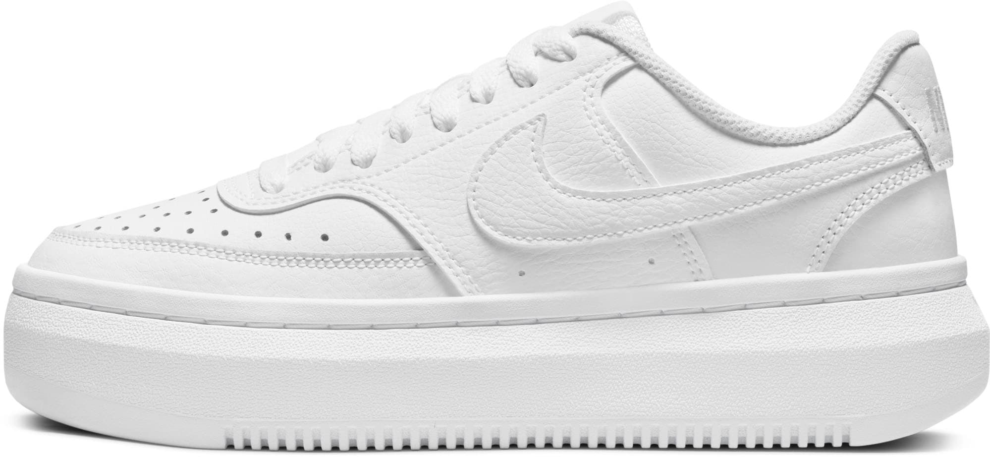Sneaker NIKE SPORTSWEAR "Court Vision Alta", Gr. 37,5, weiß (weiß, weiß, weiß), Leder, Schuhe, Design auf den Spuren des Air Force 1