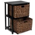 BirdRock Home 2 Tiered Hanging File Cubby with Wood Top - Brown Wash