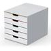 Durable Varicolor Mix 5 Drawer Desktop Storage Box White/multicolor - 5 Drawer(s) - 11 Height X 11.5 Width X 14 Depth - Desktop - White Multicolor - Plastic - 1 / Each