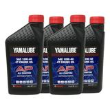 Yamaha Genuine OEM SAE 10W-40 4T Engine Oil LUB-10W40-AP-12 - 4 Pack