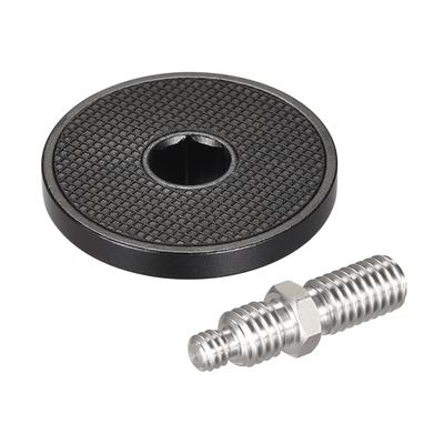 1/4" to 3/8" Male Double-Side Mounting Screw Adapter 1.73" Dia for Camera Tripod - Silver Tone, Black