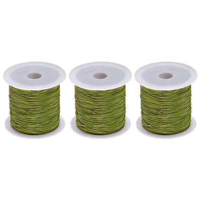 3 Rolls Nylon Beading Thread Knotting Cord 0.6mm 50yard Satin String, Army Green - Army Green