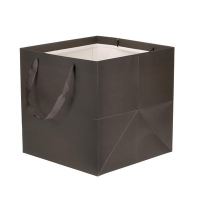 30x30x30cm Paper Bag with Handle, 5 Pack Bouquet Packaging Bag, Dark Gray - Dark Gray