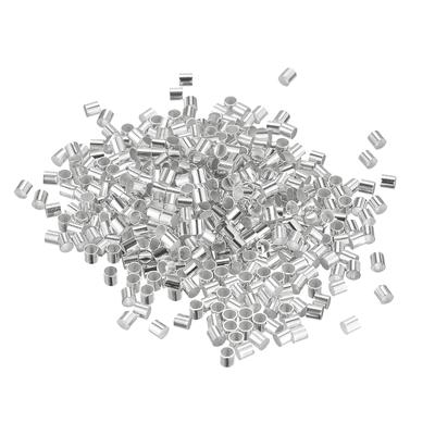 500Pcs 2.5x2.5mm Crimp Tube Beads Jewelry Making Crimp End Spacer Bead, Silver - Silver Tone